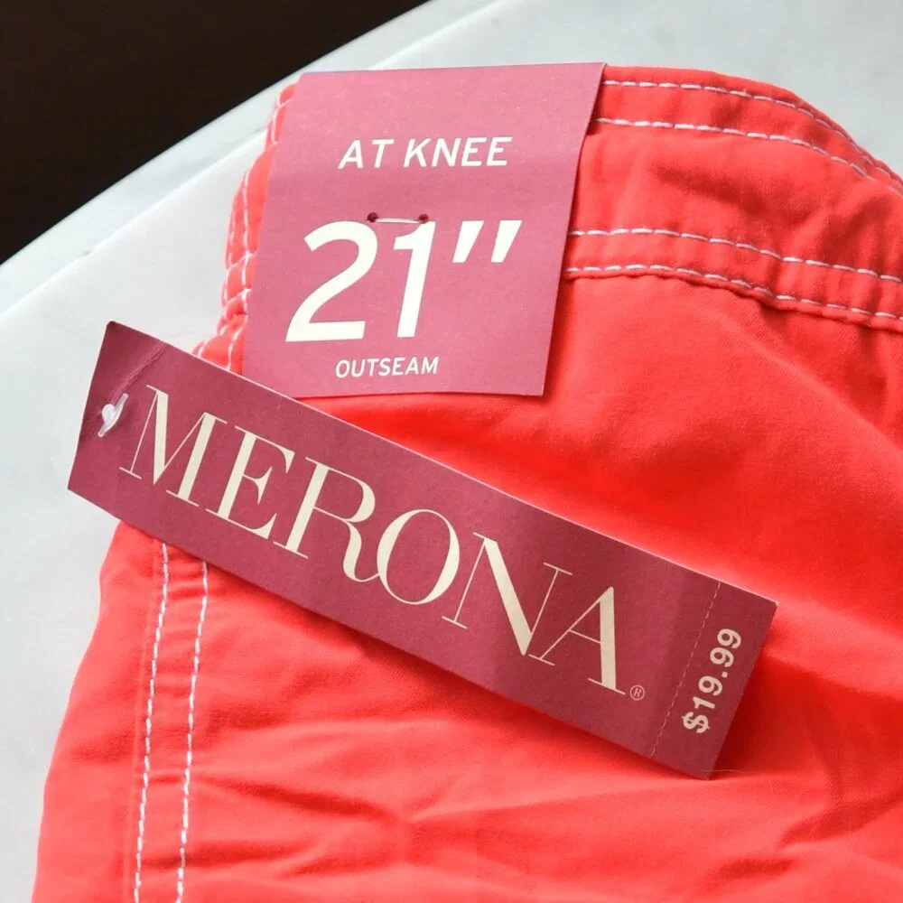 NWT - Merona Faux Board Swim RED Size L